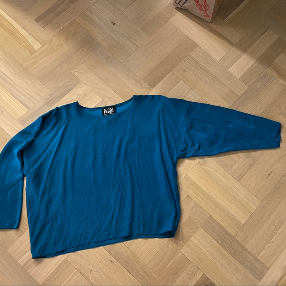 Eileen Fisher Vibrant Blue Silk Top